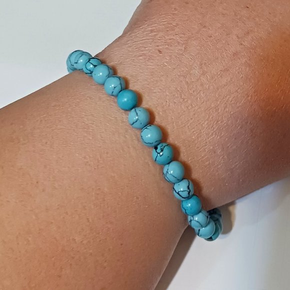 Hand Crafted Jewelry - Vintage Hand Crafted Genuine Turquoise Beaded Bracelet